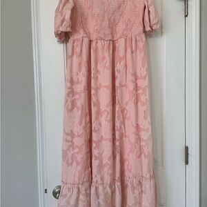Pinup Fashion women’s Pink Smocked Bodice Maxi Dress